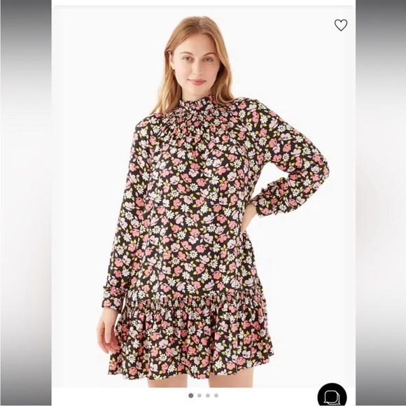 Kate Spade Women's Road Trip Floral Shift Dress Size XS Black Pink Floral Zip - Picture 2 of 11